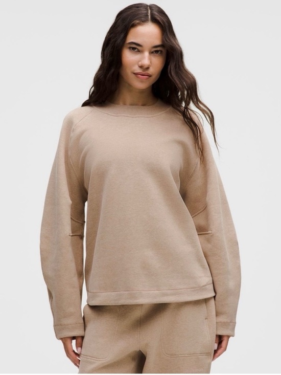 lululemon athletica Tops - Lululemon Loungeful Relaxed Fit Crewneck Sweatshirt Side Zips Heathered Nutmeg M